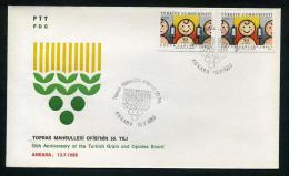 TURKEY 1988 FDC - 50th Anniversary Of Turkish Grain And Opiates Board, Ankara, Jul. 13 - FDC