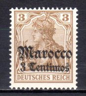 (SA0920) GERMAN POST OFFICES IN MOROCCO, 1905 (3 C. On 3 Pf., Brown). Mi # 21. MNH** Stamp - Deutsche Post In Marokko
