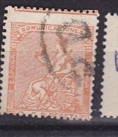 ESPAGNE N° 130 2C ORANGE  ALLÉGORIE DE LA RÉPUBLIQUE  PIQUAGE DECALE OBL - Gebraucht