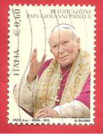 ITALIA REPUBBLICA USATO - 2011 - Beatificazione Di Papa Giovanni Paolo II - € 0,60 - S. 3232 - 2011-20: Oblitérés