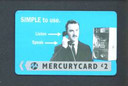 UK  -  Magnetic Phonecard/Mercurycard As Scan - [ 4] Mercury Communications & Paytelco