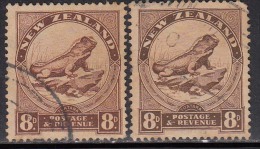 New Zealand Used 1936, 2 Diff., Wmk Type, 8d Tuatara Lizard, Reptiles - Usados