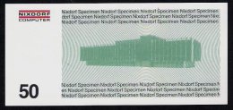 Test Note "NIXDORF" Testnote, 50 DM, 1970, Beids. Druck, Specimen, RRRRR, UNC - [17] Fakes & Specimens