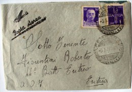 LETTERA IN POSTA AEREA ETIOPIA ERITREA STUPENA E RARA TIMBRO HAUSIEN 1937 - Otros & Sin Clasificación