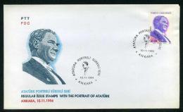 TURKEY 1994 FDC - Regular Issue Stamp With Portrait Of ATATURK, Michel #3031; ISFILA #3425. - FDC