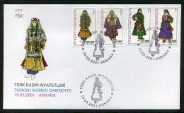 TURKEY 2001 FDC - Turkish Women Garments, Michel #3252-55; ISFILA #3649-52, Scott #2786-89. - FDC