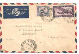 N° Y&T 27  PNONPENH Vers FRANCE    Le  31 OCTOBRE 1951( 2scans) - Poste Aérienne