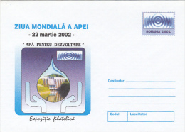 WATER WORLD'S DAY, COVER STATIONERY, ENTIER POSTAL, UNUSED, 2002, ROMANIA - Agua