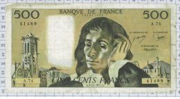 500 Francs Pascal, Ref Fayette 71-17, état TB - 500 F 1968-1993 ''Pascal''