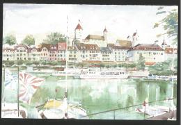 RAPPERSWIL Aquarell Roland Krügel Schlieren Doppel-Seitige-Schreibkarte SLRG - Rapperswil-Jona