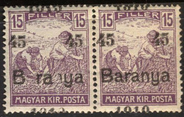 YUGOSLAVIA - UNGARN - CROATIA - BARANYA  - 45/15 Fil.  II+I Typ Ovpt -  "B" + ERROR  - *MLH - 1919 - Unused Stamps