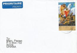 United Nations Austria Vienna 2005 Human Rights Painting Dove Cover To Ghana - Storia Postale