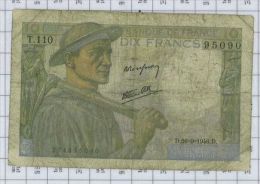 10 Francs Mineur, Ref Fayette 8-15, état TB - 10 F 1941-1949 ''Mineur''