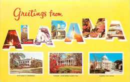 210415-Alabama Greetings, Large Letter Chrome Postcard, Multi-View, White House, Oakleigh & State Capitol - Other & Unclassified