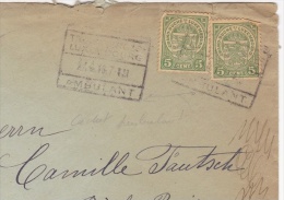 YT 92 Sur Lettre Avec CACHET AMBULANT - 1907-24 Scudetto