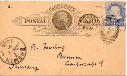 ETATS UNIS ENTIER POSTAL POUR L'ALLEMAGNE 1890 - ...-1900