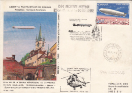 ZEPPELIN, HELICOPTER, SPECIAL COVER, 1989, ROMANIA - Zeppelin