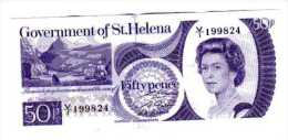 BILLET SAINTE HELENE - P.50 (SIGNE 2) - 1979 - 50 PENCE - ELISABETH II - VUE DU PORT AVEC VOILIERS - Saint Helena Island