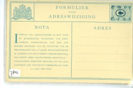 FORMULIER VAN ADRESWIJZIGING *  VOORDRUK NVPH 53  + OPDRUK 2 CENT (7841) ONGEBRUIKT - Lettres & Documents