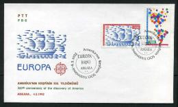 TURKEY 1992 FDC - Europa Cept (500th Ann. Of Discovery Of America), Michel #2947-48; ISFILA #3341-42, Scott #2524-25. - FDC