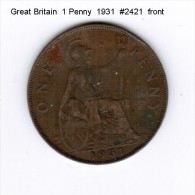 GREAT BRITAIN    1  PENNY  1931 (KM # 838) - D. 1 Penny