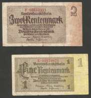 DEUTSCHLAND - Weimarer Republik - 1 & 2 RENTENMARK - Lot Of 2 Banknotes (Berlin 1937) - Colecciones