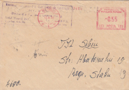 AMOUNT, SIBIU, CONSTRUCTION COMPANY, MACHINE POSTMARKS ON COVER, 1958, ROMANIA - Franking Machines (EMA)