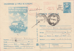 AMOUNT, BUCHAREST, ANTI GUNS AND PEACE PROPAGANDA, MACHINE POSTMARKS ON PC STATIONERY, 1982,  FRANCE - Franking Machines (EMA)