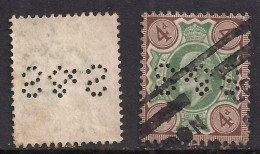 GB 1902 - 10 KEV11 4d Brown & Green S&S Perfins...( L712 ) - Perfins