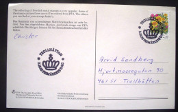 Sweden 1993 Postcard With Bird Stamps Illustrations To Trollhattan - Stamp Of Flowers - Crown Cancel - Briefe U. Dokumente