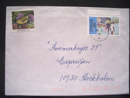 Sweden 1996 Cover To Stockholm - Summer Landscape - People On Beach - Bird Label - Lettres & Documents