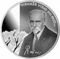 Latvia - 1 Lats Silver Coin Singer Janis  Rainis + Mountain 2005  Y-silver-proof - Lettland