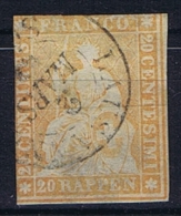 Switserland/Schweiz:  1854 Yv 29 B    Paper Mince  Vert Used - Oblitérés