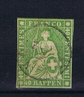 Switserland/Schweiz:  1864 Yv 30     Paper Epais   Vert , Used - Oblitérés