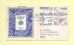 FDC - Canadian Sports - 1957 - Peche Natation Chasse Ski - Lettres & Documents
