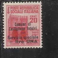 EMISSIONI LOCALI CASTIGLIONE D'INTELVI 1945 LIRE 1 SU 0.20 CENT. MNH - Ortsausgaben/Autonome A.