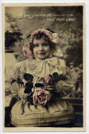 Portrait De Fillette--1913--"A Qui J'aime.... De Tout Mon Coeur"--fleurs,jolie Robe  Dentelle   éd ?????? - Portraits