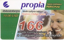 PRD-006 TARJETA DE CUBA PROPIA DE $10 NUEVO SERVICIO 166 - Cuba