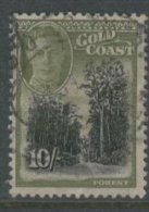 GOLD COAST 1952 10/- Black + Sage SG165 U EL242 - Gold Coast (...-1957)