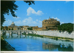 Cart460 Roma, Castel Sant'angelo E Cupola Di San Pietro, Vaticano, Tevere, Riflesso Acqua, Reflex Water, Chateau, Castle - Fiume Tevere