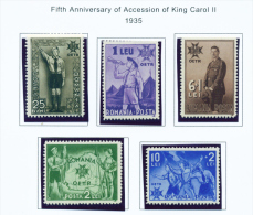 ROMANIA - 1935 5th Accession Anniversary Mounted Mint - Ongebruikt