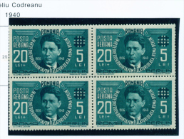 ROMANIA - 1940 Air Codreanu Unmounted Mint Block Of 4 - Ongebruikt