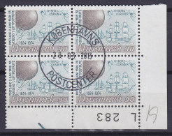 Denmark 1974 Mi. 578    90 Ø Dänische Post 350 Jahre Segelschiffe Ballon Rand Margin "L 268" (Cz. Slania) 4-Block !! - Blocchi & Foglietti