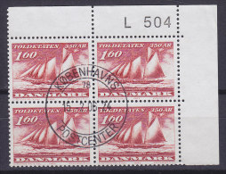 Denmark 1982 Mi. 748    1.60 Kr Zollverwaltung Schiff Ship "Argus" Rand Margin "L 504" 4-Block !! - Blocchi & Foglietti