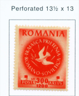 ROMANIA - 1946 Peace Mounted Mint (perf.) - Ongebruikt