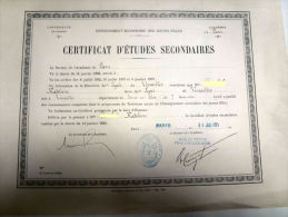 Certificat D´Etudes Secondaires Lycée De 1921 Académie De Paris Versailles   78 Yvelines - Diplomas Y Calificaciones Escolares