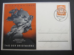 DANZIG, 1938, Tag Der Briefmarke , Privatganzsache, Rs. Klebespuren - Entiers Postaux