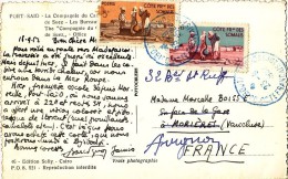 COTE FRANCAISE DES SOMALIS - DJIBOUTI LE 23-9-1952-CARTE LES BUREAUX DE LA COMPAGNIE DE SUEZ A PORT SAID POUR LA FRANCE - Lettres & Documents