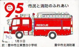 Télécarte JAPON * Pompiers Feuerwehr (352) PHONECARD JAPAN * Fire Brigade  Brandweer Brigada De Fuego Vigili Del Fuoco - Firemen