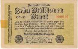 Germany #106a 10 Millionen Marks 1923 Banknote Currency - 10 Millionen Mark